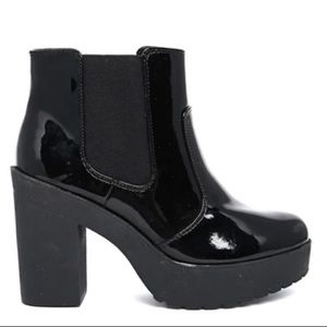 ASOS New Look Lug Sole Patent Heeled Chelsea Boots